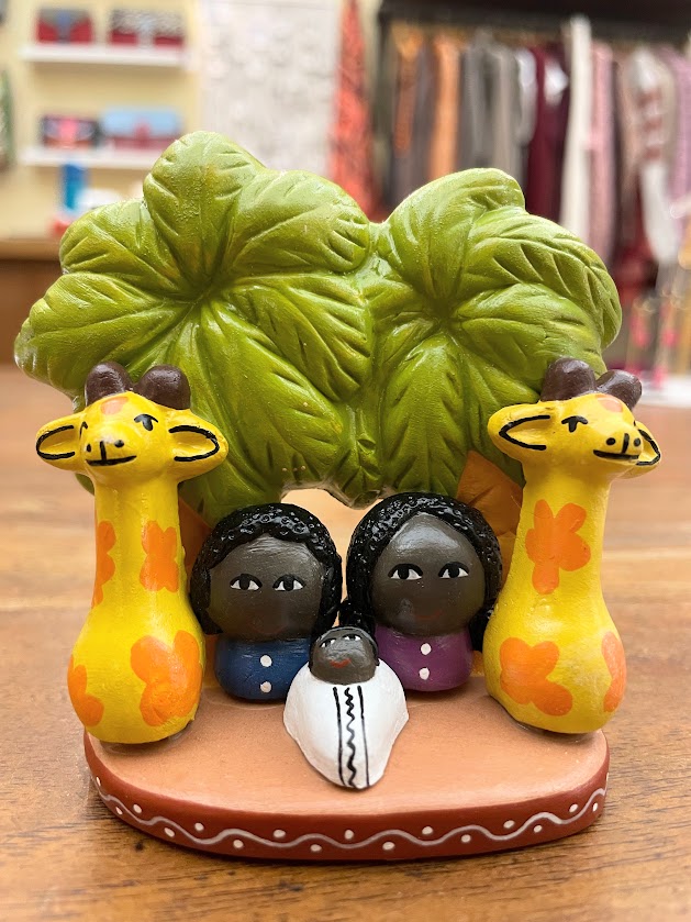 Presepe mondo Africa con giraffe in terracotta