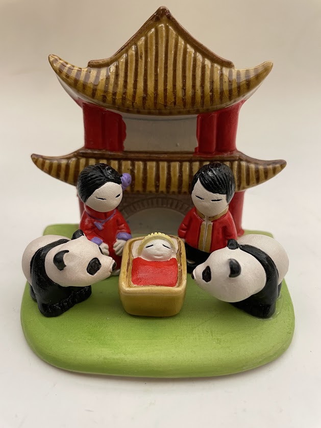 Presepe Cina con due panda