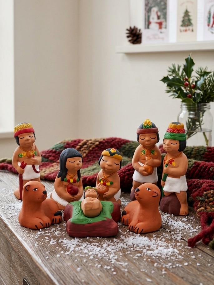 Presepe nella giungla amazzonica 8 personaggi
