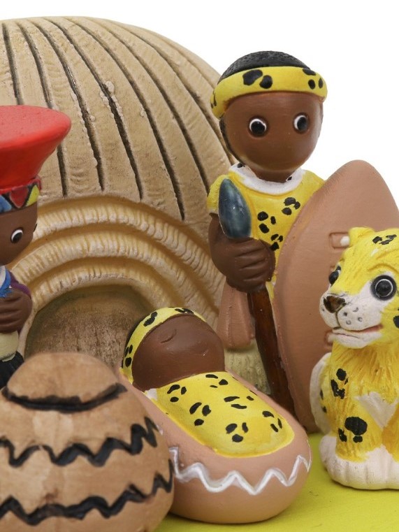 Presepe Africa con ghepardo in ceramica
