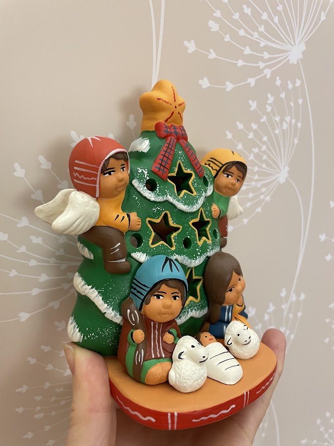 Presepe Albero di Natale con angioletti, in ceramica