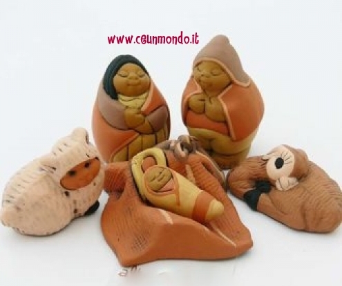 Presepe peruviano con Gesù in fasce 6 figure - Arancio