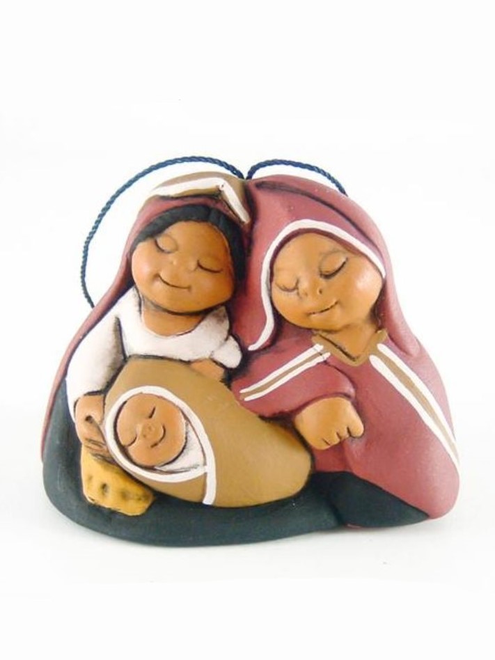 Presepe in terracotta Abbraccio ROSSO, piccolo da appendere