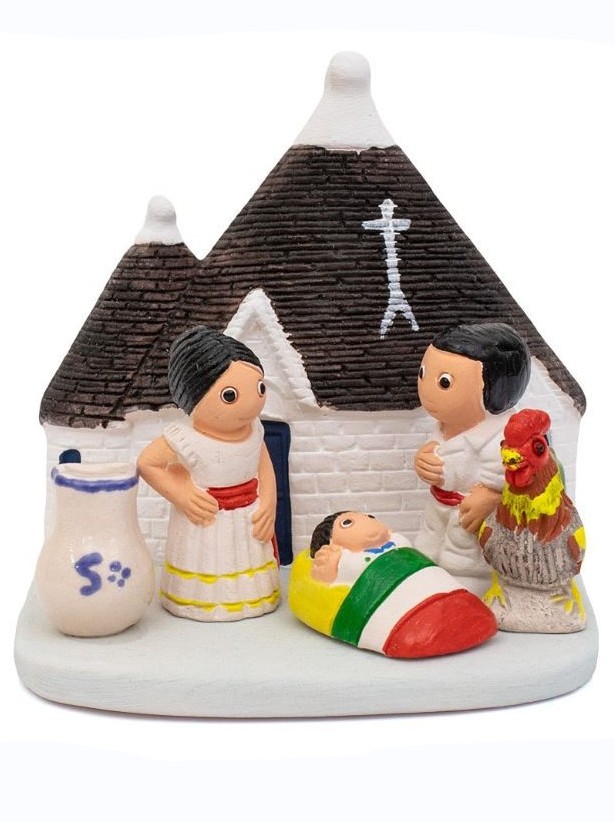 Presepe Puglia in terracotta con Trullo, pezzo unico