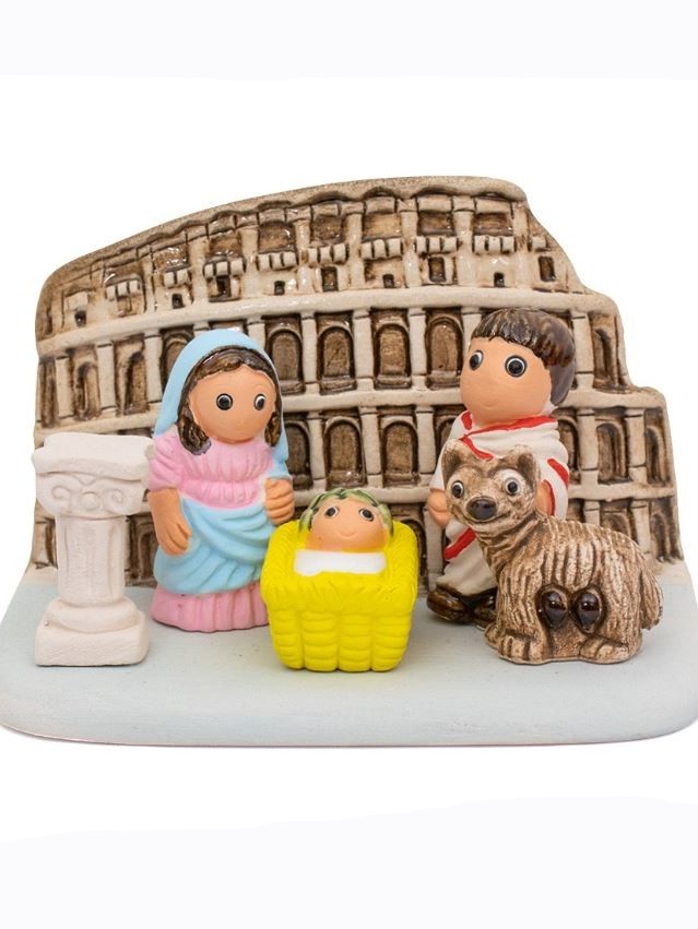 Presepe Roma, della linea Presepi dal mondo, con il Colosseo sullo sfondo