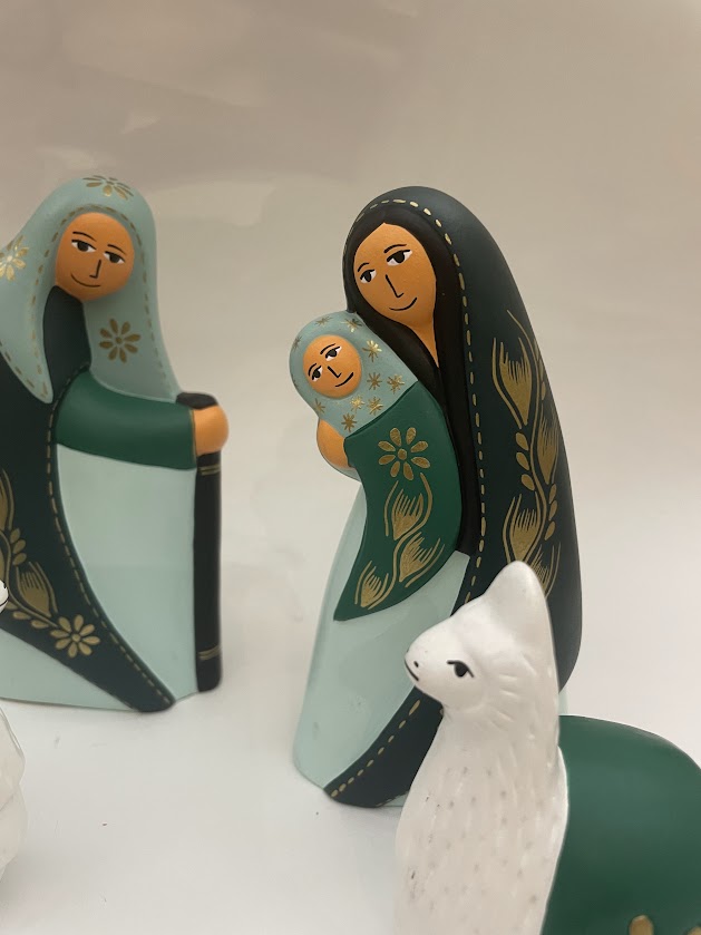 Presepe stilizzato grande in terracotta Verde acqua
