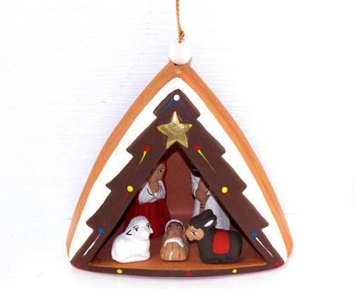 Presepe terracotta in albero di Natale da appendere