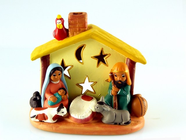 Presepe terracotta casetta da illuminare - pezzo unico