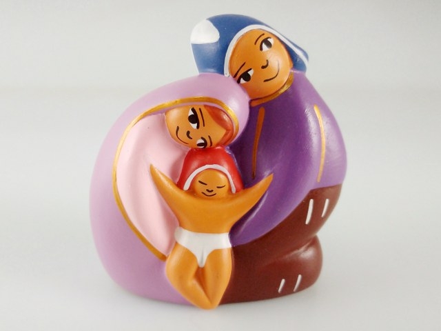 Presepe abbraccio unito colorato lavanda