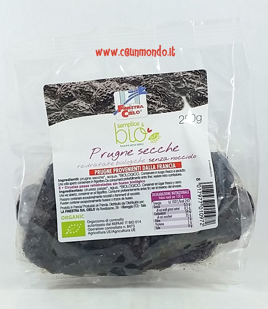 Prugne secche senza nocciolo BIO 250gr