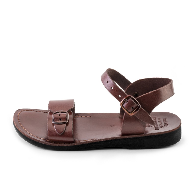 SANDALI in cuoio donna con fascia, dalla Palestina - SILO marrone, peace steps.