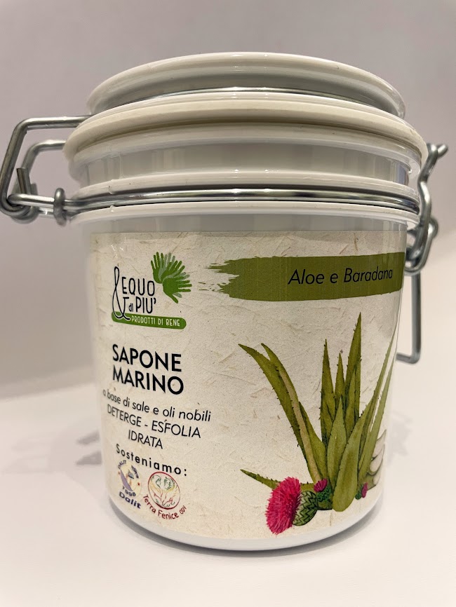 Sapone marino scrub efoliante delicato al sale marino aloe e bradana in vasetto da 500gr