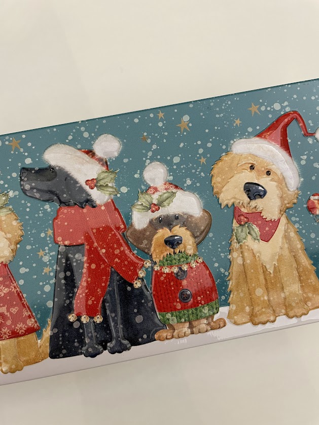 Scatola di latta biscotti Cagnolini Natale
