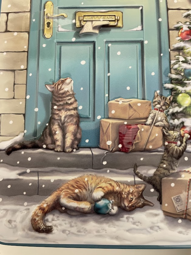Scatola di latta biscotti Gattini Natale Bramble