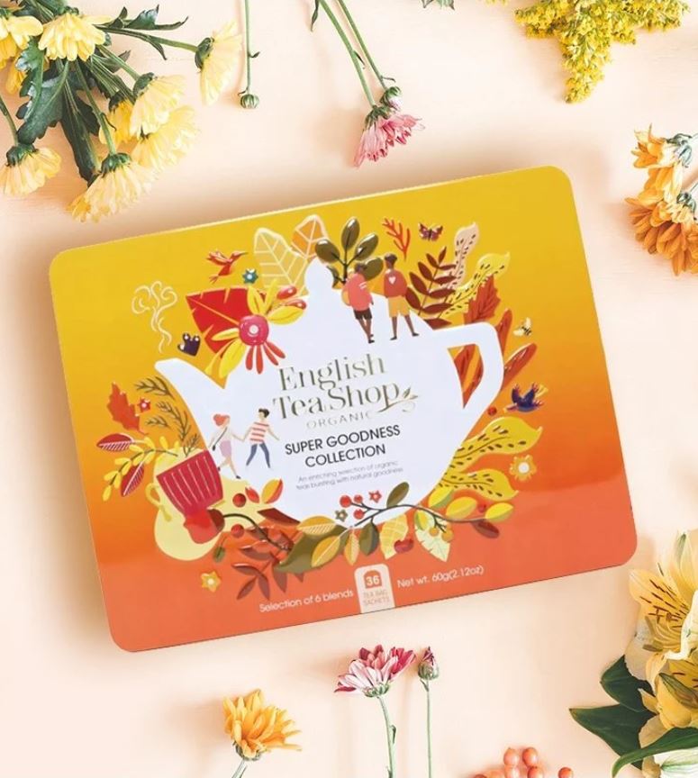 Scatola regalo di latta con Selezione di infusi Super GOODNESS - ENGLISH TEA SHOP
