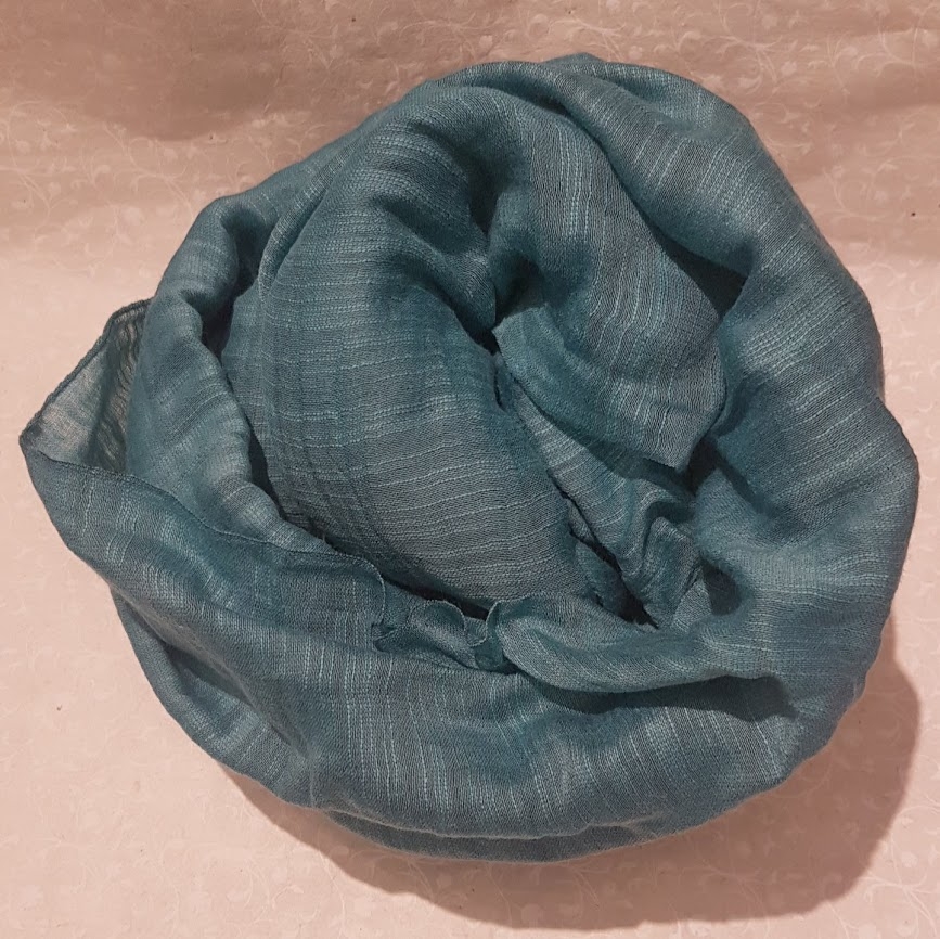 Sciarpa anello 50% seta 50% cotone Tinta Unita Loop Azzurro verde
