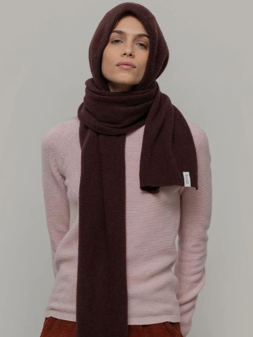 Sciarpa cappuccio in cashmere rigenerato Marrone Rifò