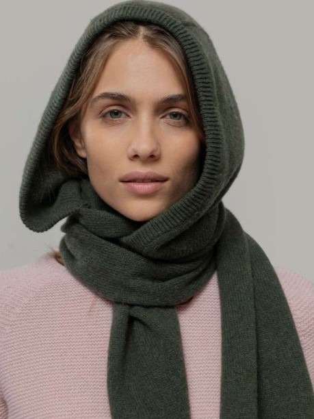Sciarpa cappuccio in cashmere rigenerato Verde Rifò