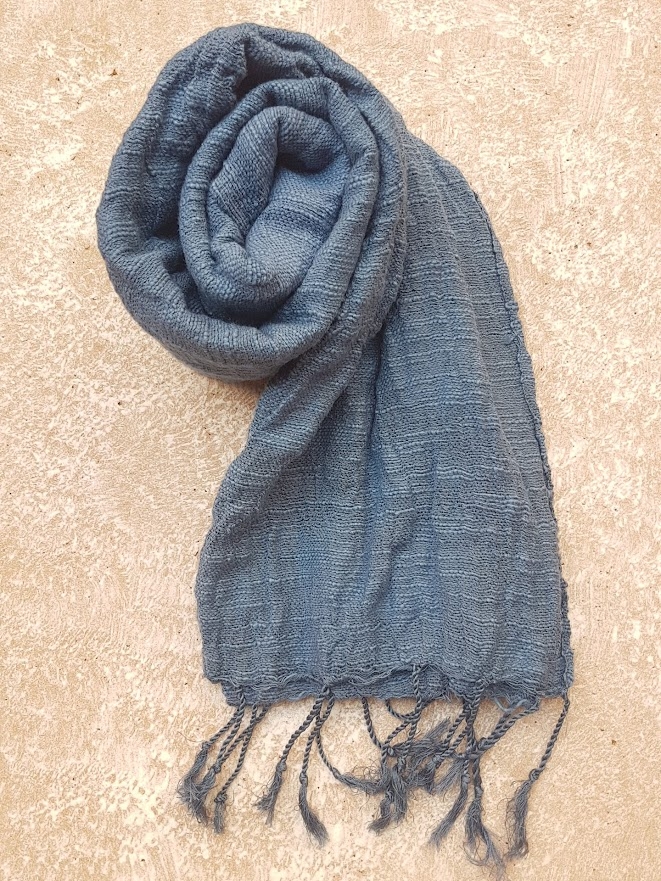 Sciarpa 100% cotone TOAN Tinta Unita Azzurra