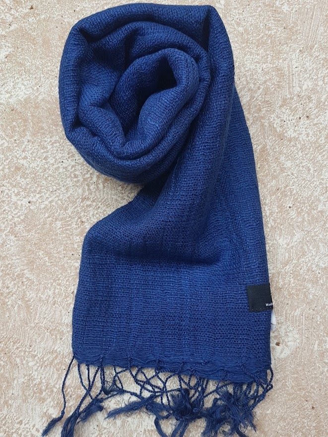 Sciarpa 100% cotone TOAN Tinta Unita Blu