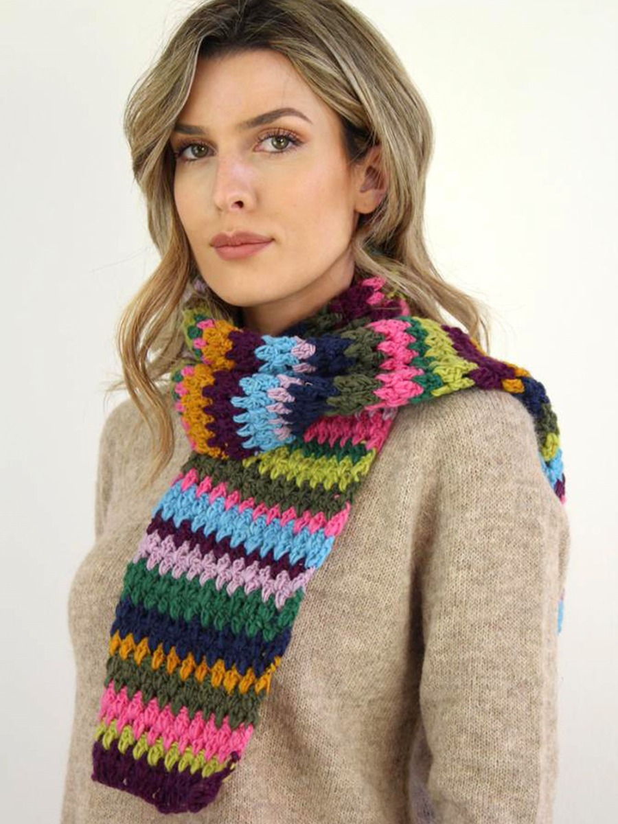 Sciarpa 100% lana donna, fatta ad uncinetto crochet