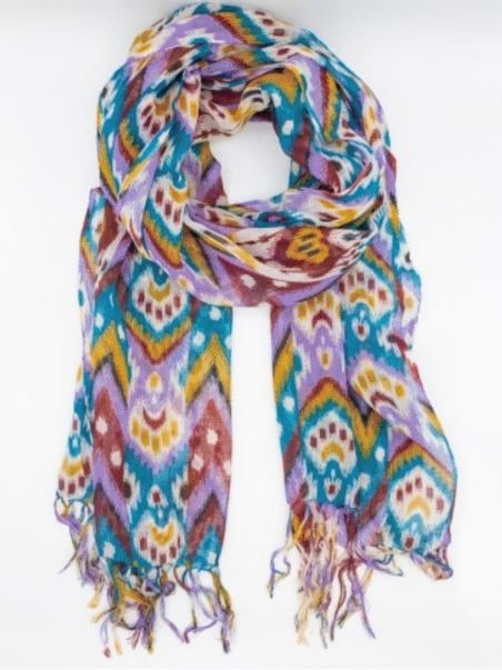 Sciarpa in lana viola IKAT, On Earth