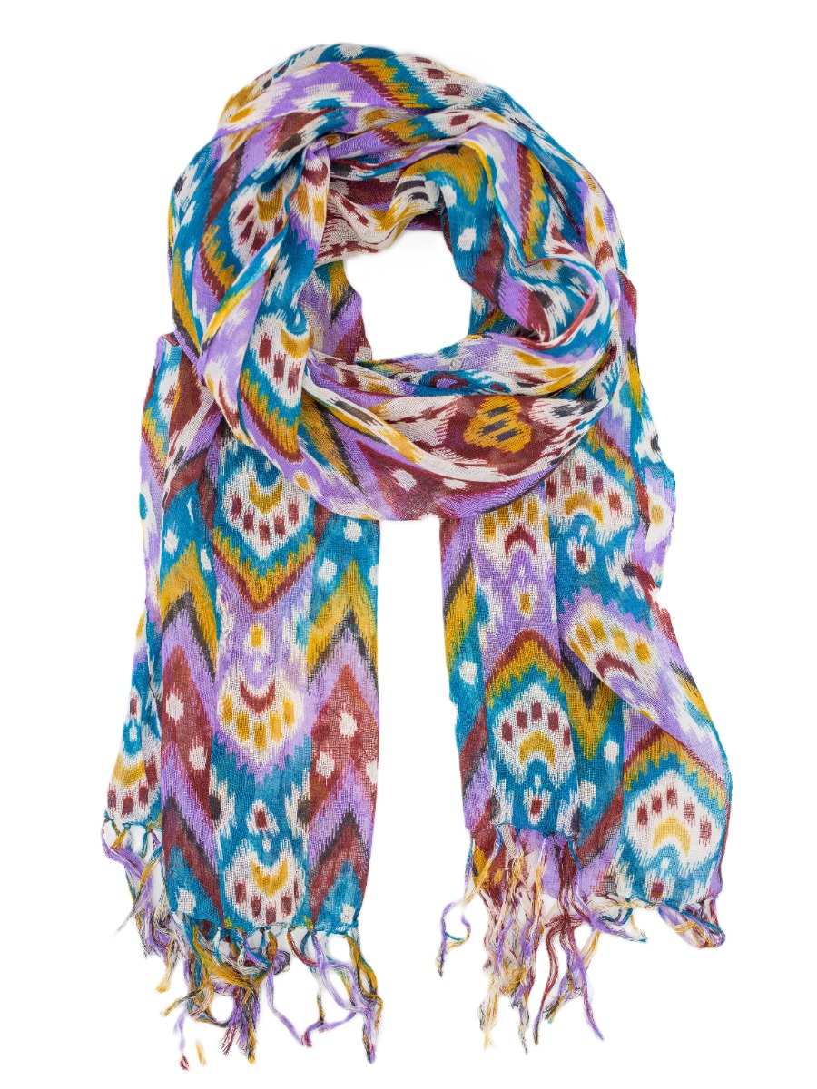 Sciarpa in lana viola IKAT, On Earth