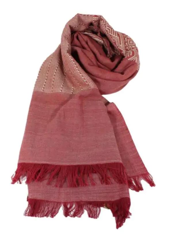 Stola in cotone lavorazione jacquard palette Corallo mandorla