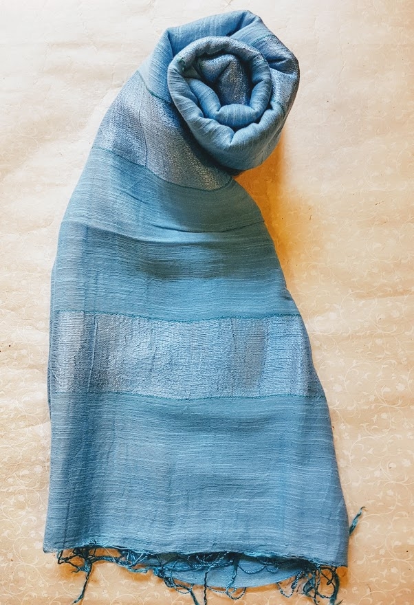 Sciarpa 50% seta 50% cotone Tinta Unita righe Infinity