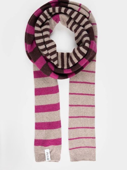 Sciarpa sottile a righe in cashmere rigenerato multi beige Rifò.