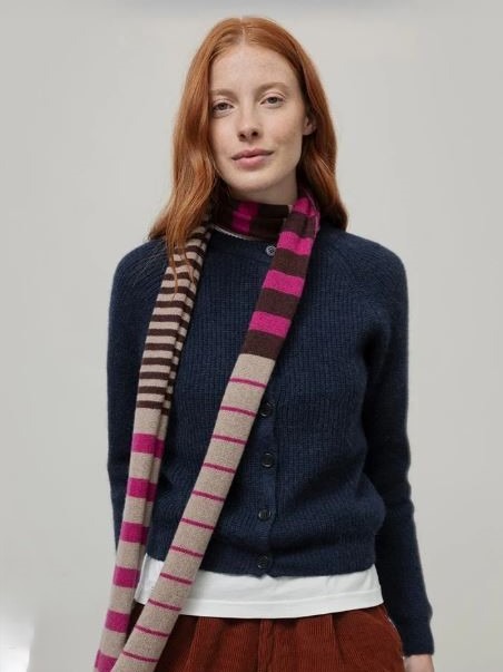 Sciarpa sottile a righe in cashmere rigenerato multi beige Rifò.