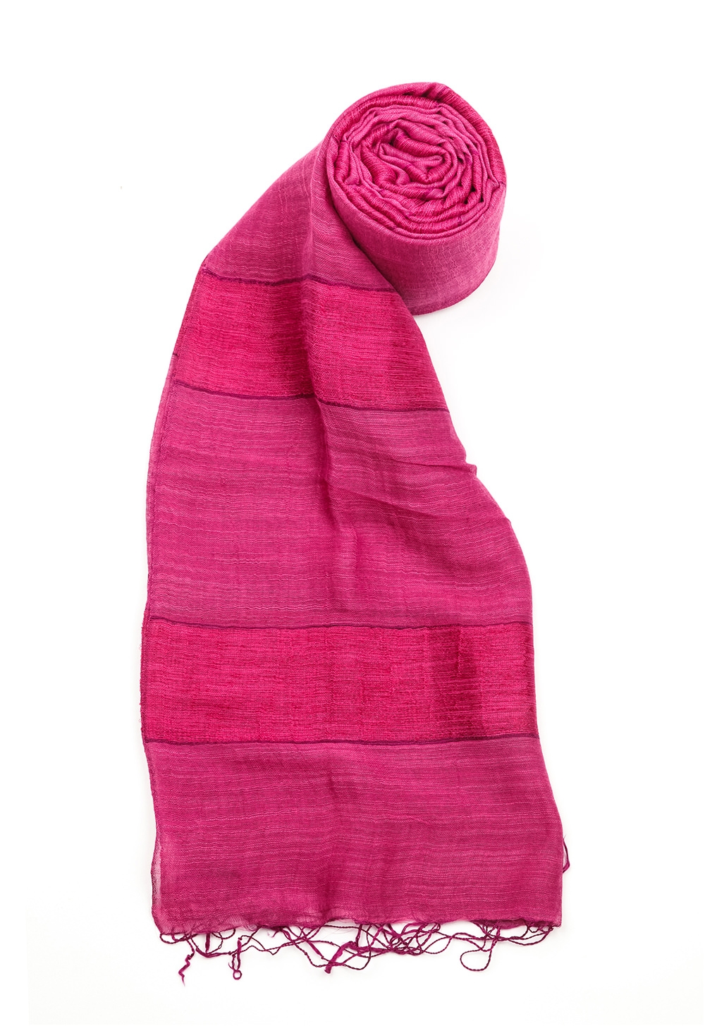 Sciarpa 50% seta 50% cotone Tinta Unita righe Rose Violet
