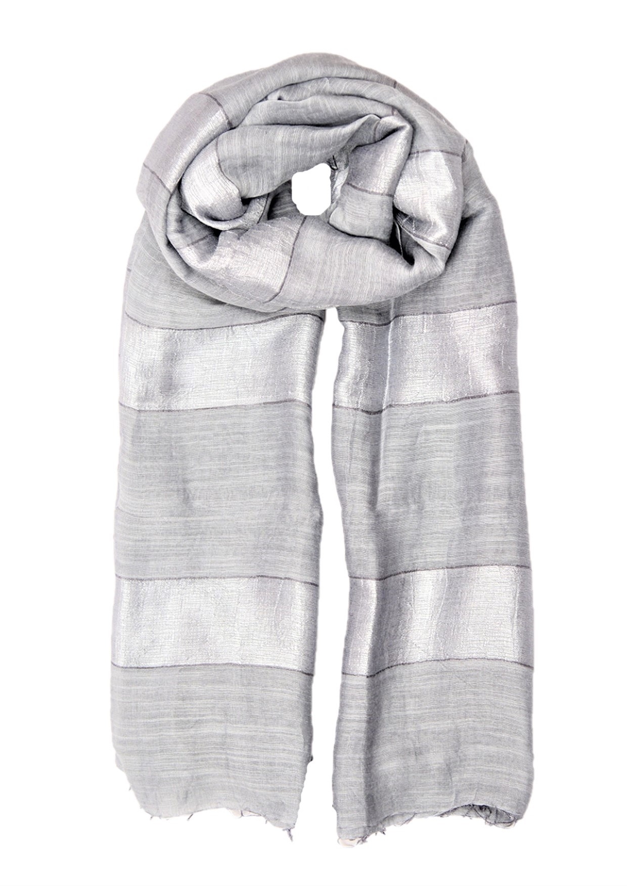 Sciarpa 50% seta 50% cotone Tinta Unita righe light Grey