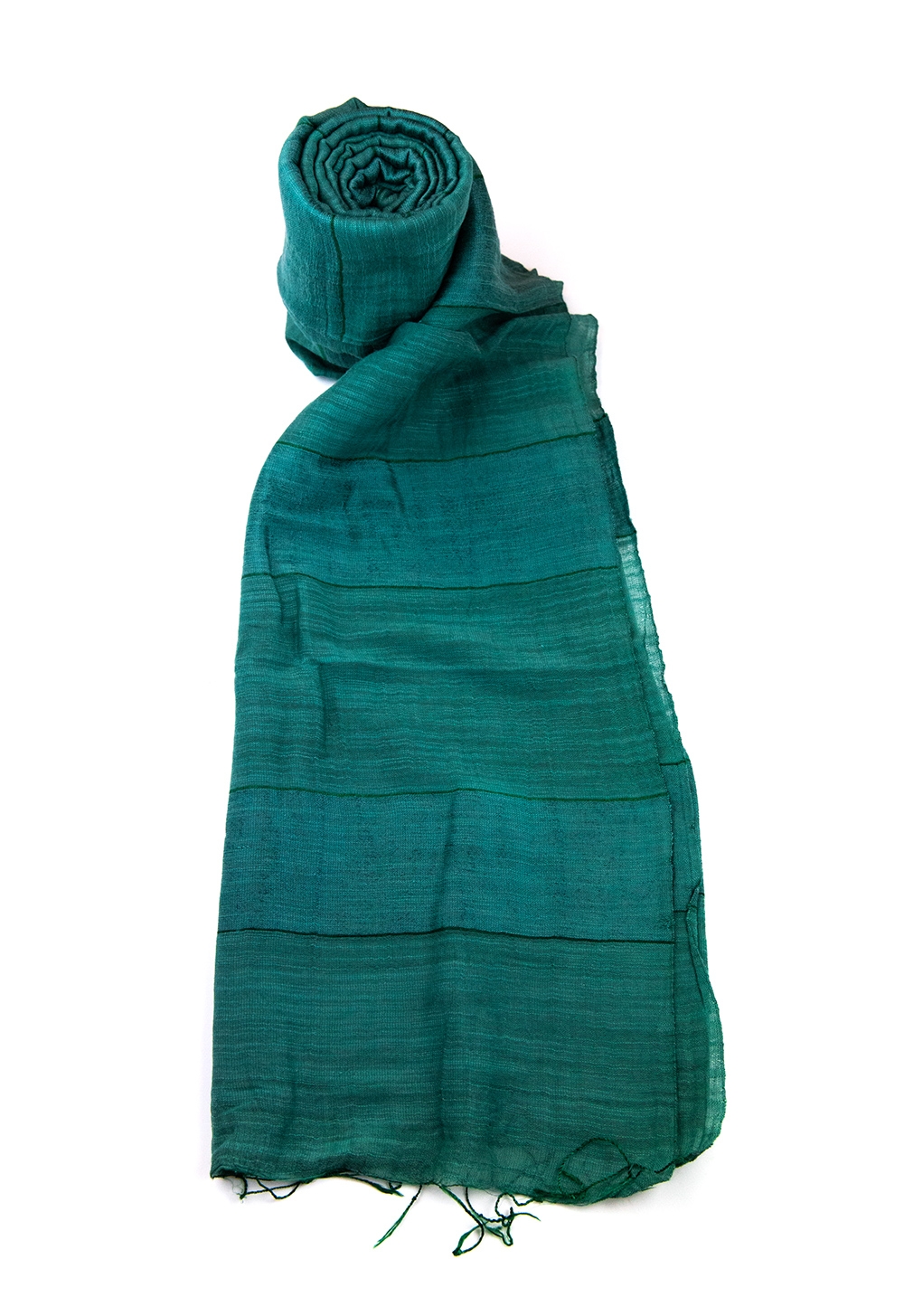 Sciarpa 50% seta 50% cotone Tinta Unita righe Verde Bosco