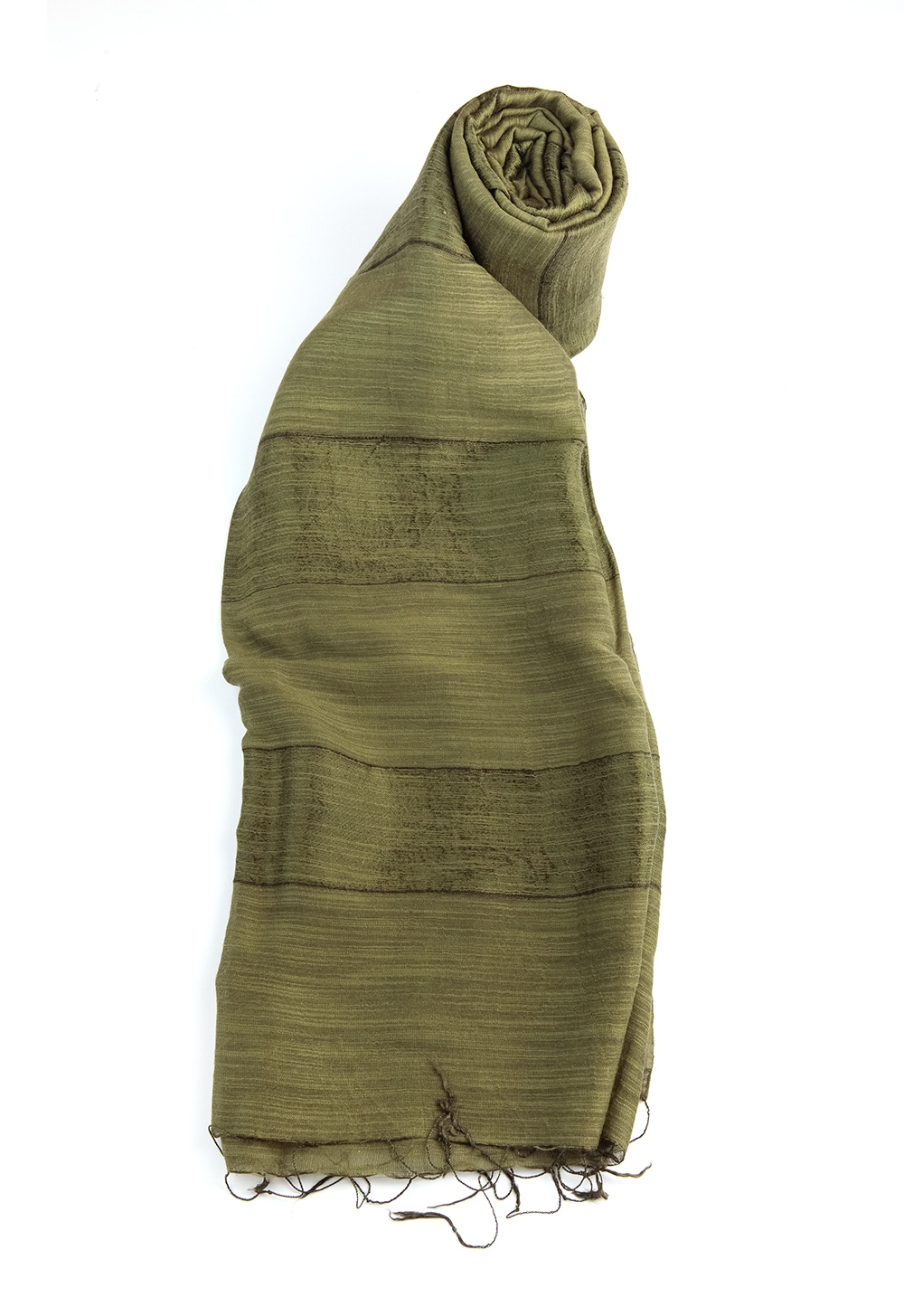 Sciarpa 50% seta 50% cotone Tinta Unita righe Verde muschio