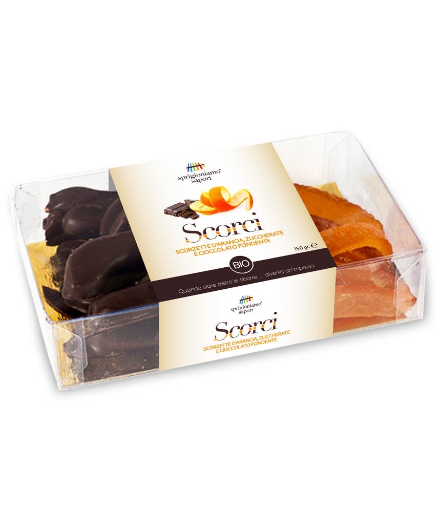 Scorze d'arancia candita con cioccolato fondente BIO - Sprigioniamo Sapori