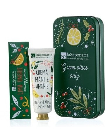 Scrigno regalo Crema Mani fitocheratina e limone con limetta - La Saponaria