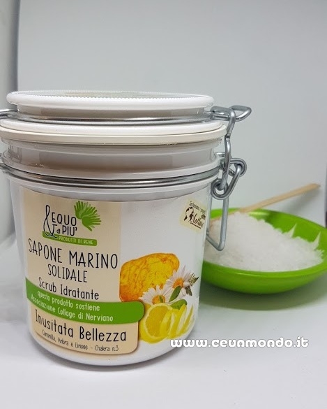 Sapone Marino Scrub delicato con granelli di sale alla Camomilla, Ambra e Limone