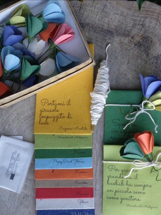 Bomboniere semi da piantare, equo solidale con porta confetti, colori assortiti