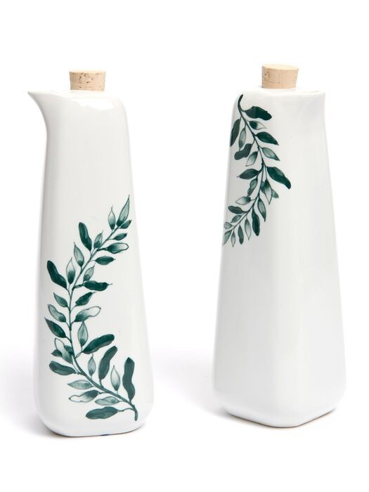 Set 2 Bottiglie in ceramica per olio e aceto ULIVO