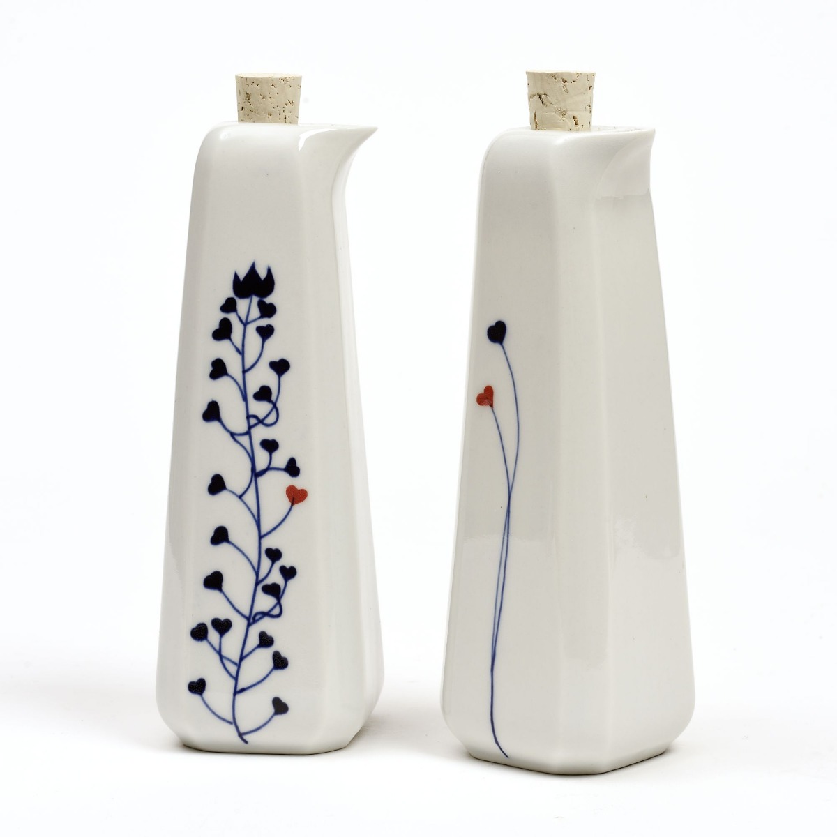 Set bottiglie olio e aceto in ceramica Red and Blue