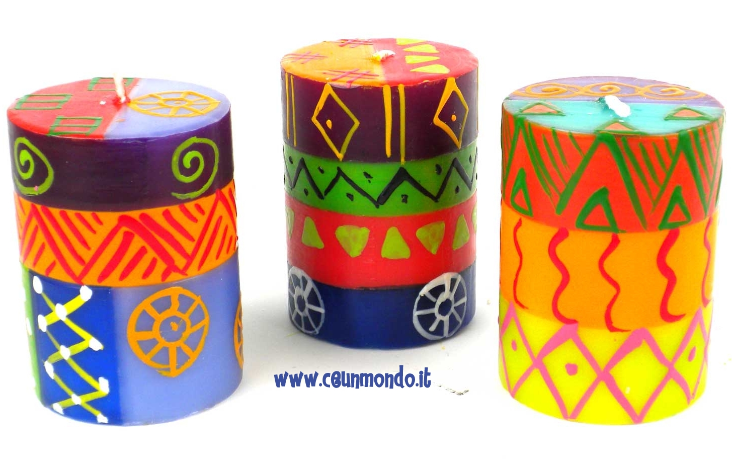Candela dipinta a mano Shaida cm5x7 set da 3 candele 