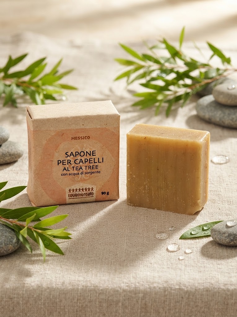 Shampoo solido al tea tree con acqua di sorgente