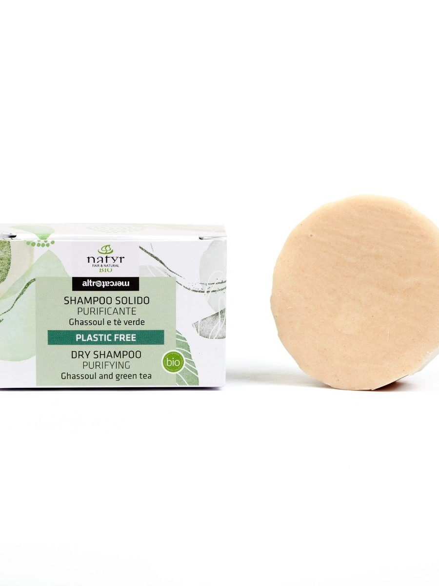 Shampoo solido purificante con ghassoul e tè verde bio