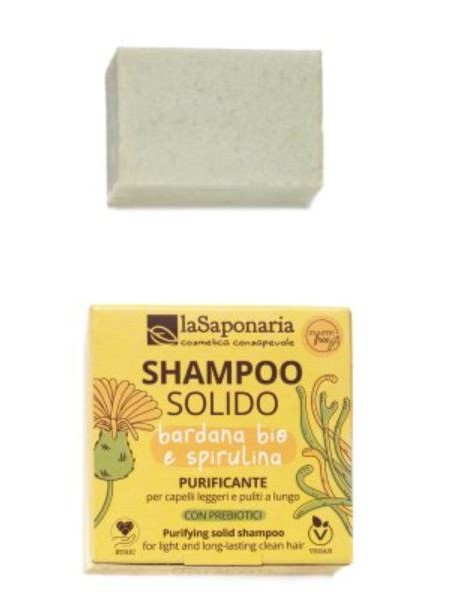 Shampoo solido purificante con Spirulina, La Saponaria.