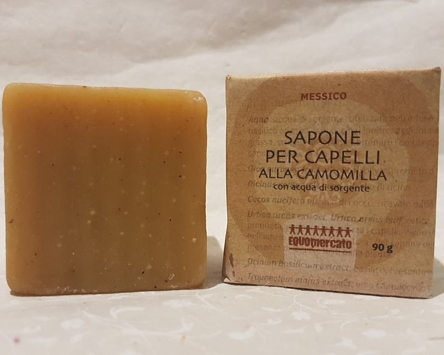 Shampoo solido, shampoo  alla camomilla, equo solidale
