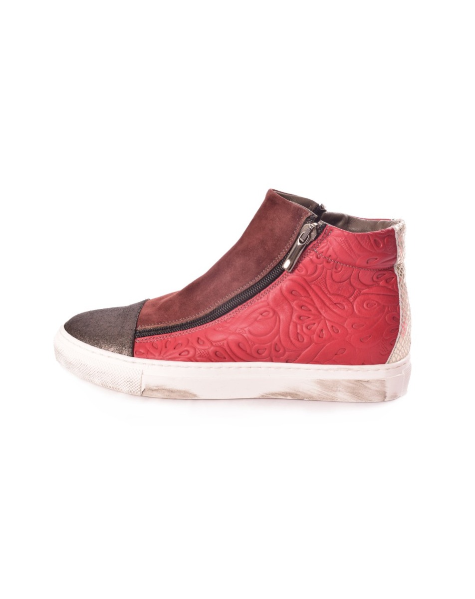 Sneaker alta in pelle Scimmia volante Rossa A5