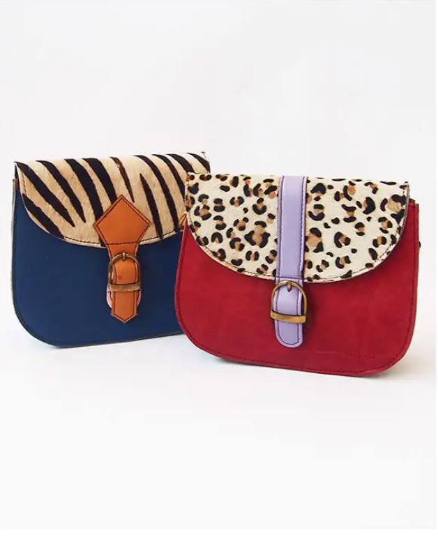 Soruka Borsa tracolla Pocket in pelle riciclata stampa pelo 