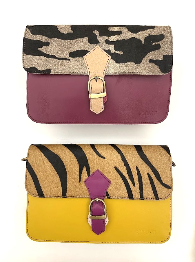 Soruka borsa tracolla Shoulder in pelle multicolore stampa pelo