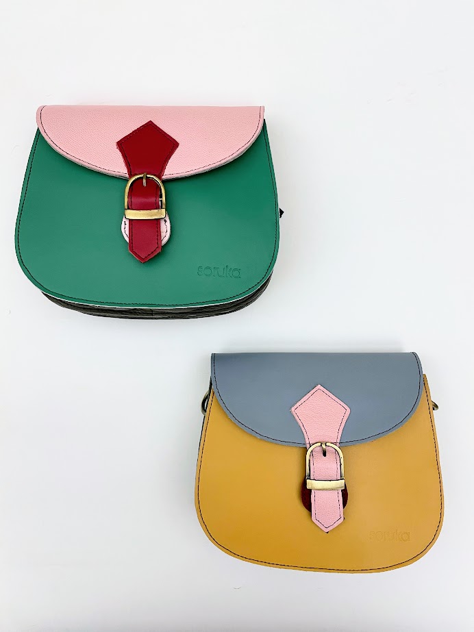 Soruka borse in pelle riciclata multicolore Carry semplice